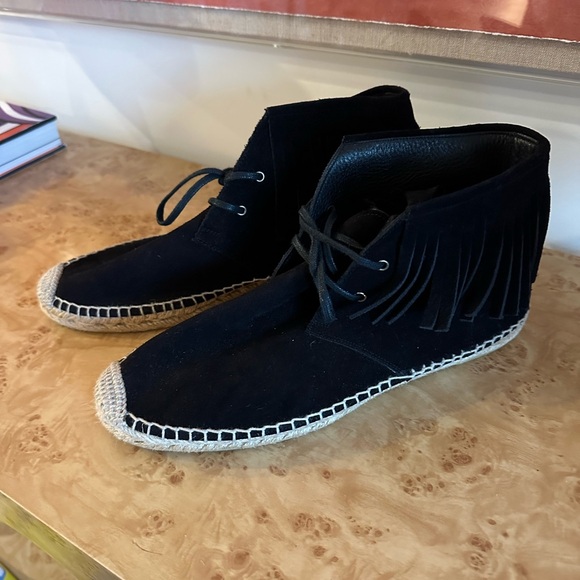 Saint Laurent Black Espadrille Shoes with Fringe - Picture 1 of 6